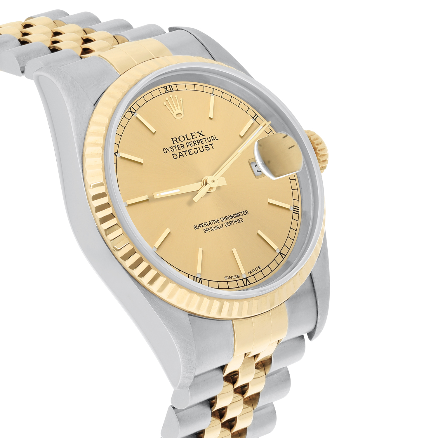 Rolex Datejust 36mm Two Tone Champagne Dial Jubilee 16233 Circa 1995