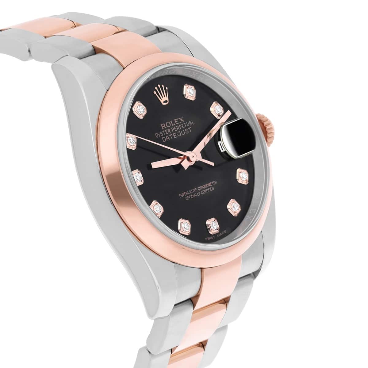 Rolex Datejust 36mm Black Diamond Dial Rose Gold/Stainless Steel 116201-0083