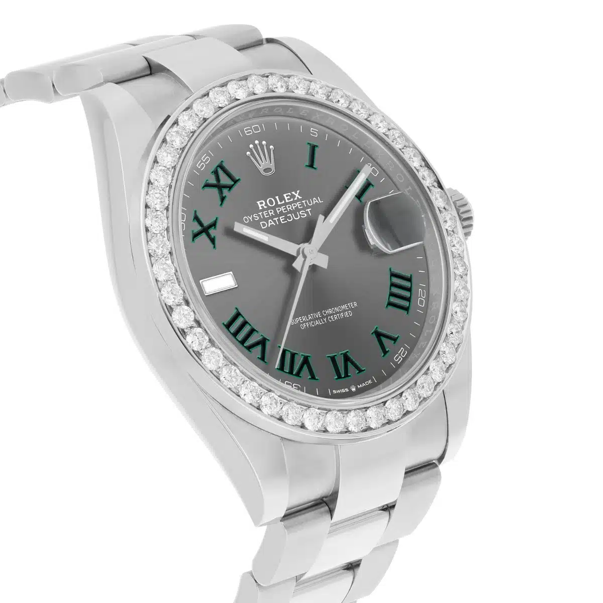 Rolex Datejust 126334 Stainless Steel 41mm Gray Wimbledon Dial Diamond Bezel – image 5