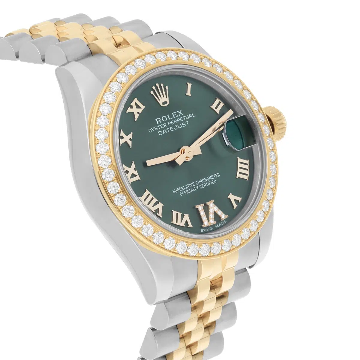 Rolex Datejust 178383-0005 Stainless Steel & 18K Yellow Gold 31mm Diamond Bezel Green Dial – image 6