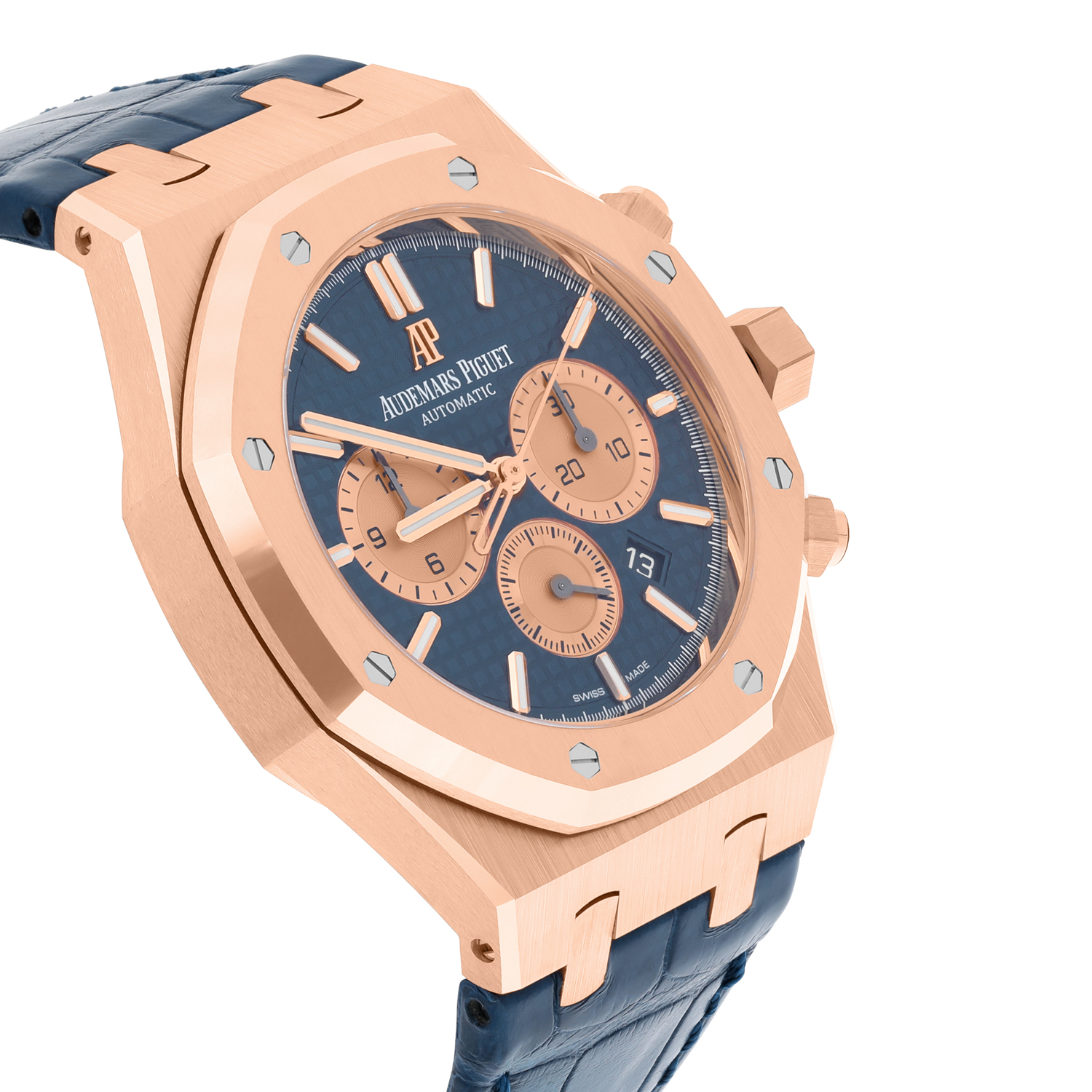 Audemars Piguet Royal Oak Chronograph 26331OR.OO.D315CR.01 Blue Dial Blue Leather Rose Gold Watch