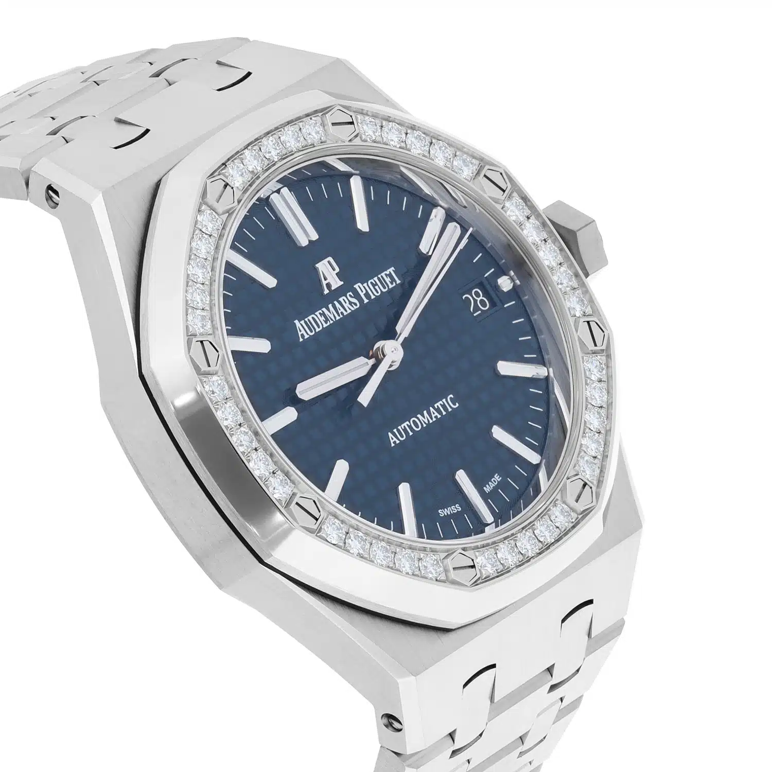 Audemars Piguet Royal Oak 15451ST.ZZ.1256ST.03 Automatic Factory Diamond Bezel Blue Dial 37mm Watch – image 5