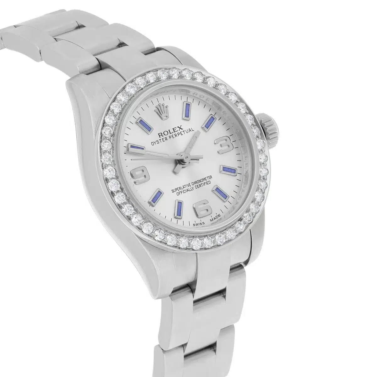 Rolex 26mm OP Silver Dial Stainless Steel Ladies Watch 176200 Diamond Accent – image 5