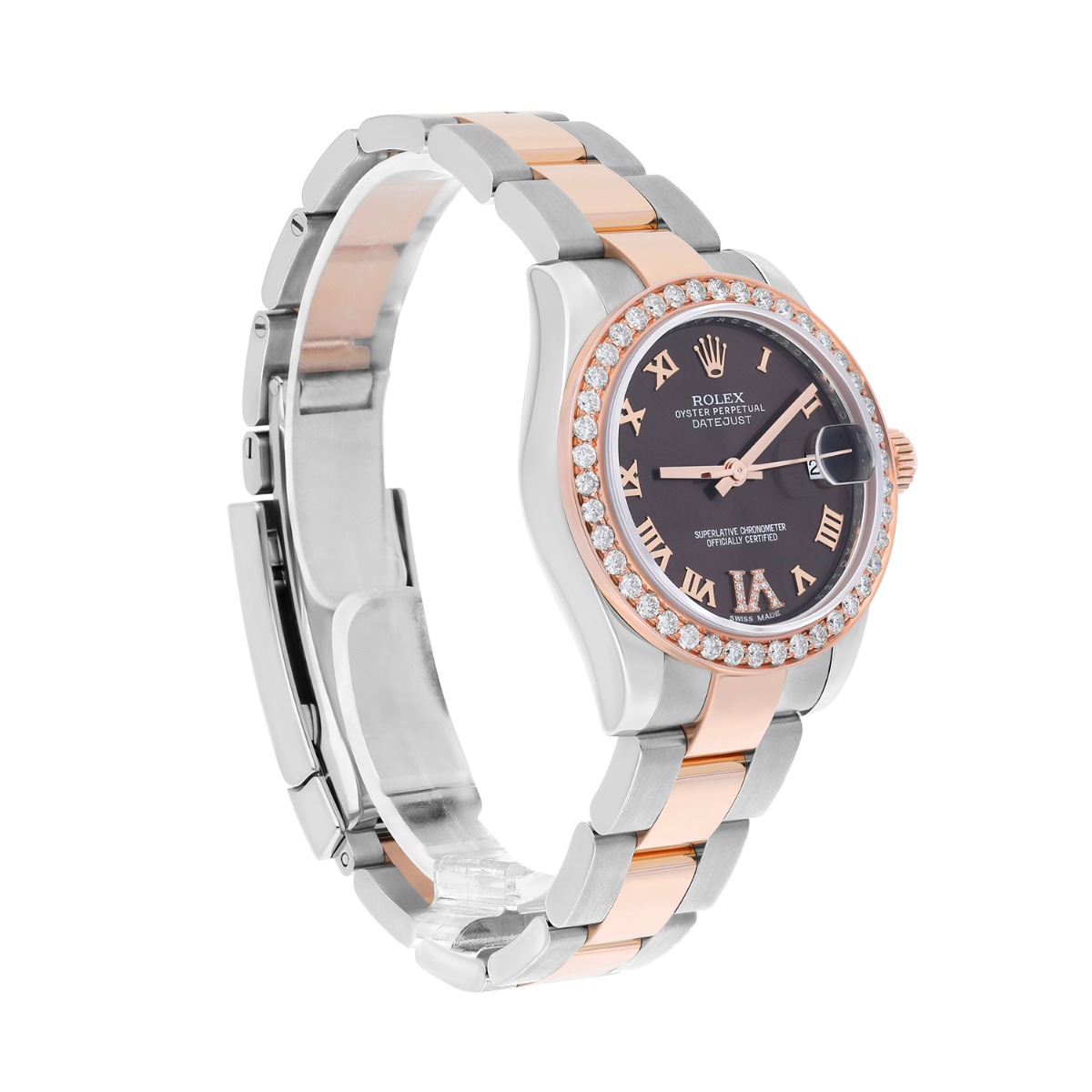 Rolex Datejust 178241 31mm Ladies 18k Rose Gold/Steel with Chocolate Dial Watch