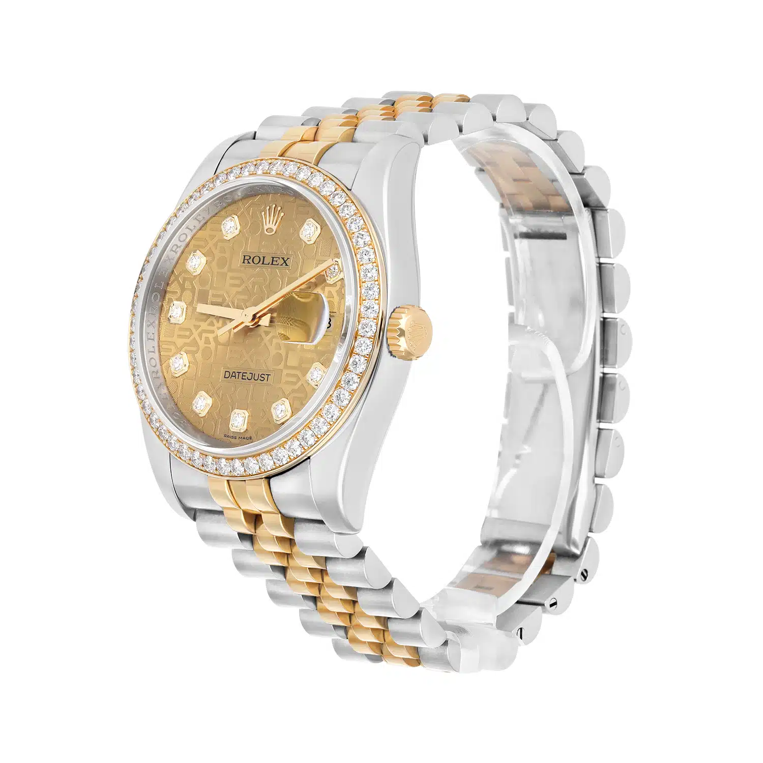Rolex Datejust 116243 36mm Yellow Gold & Steel Champagne Jubilee Diamond Dial – image 6