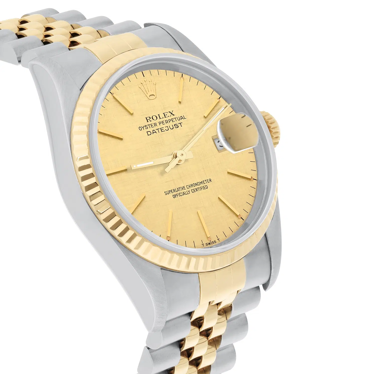 Rolex Datejust 36mm 16233 Two Tone Champagne Linen Dial Jubilee Circa 1997 – image 5