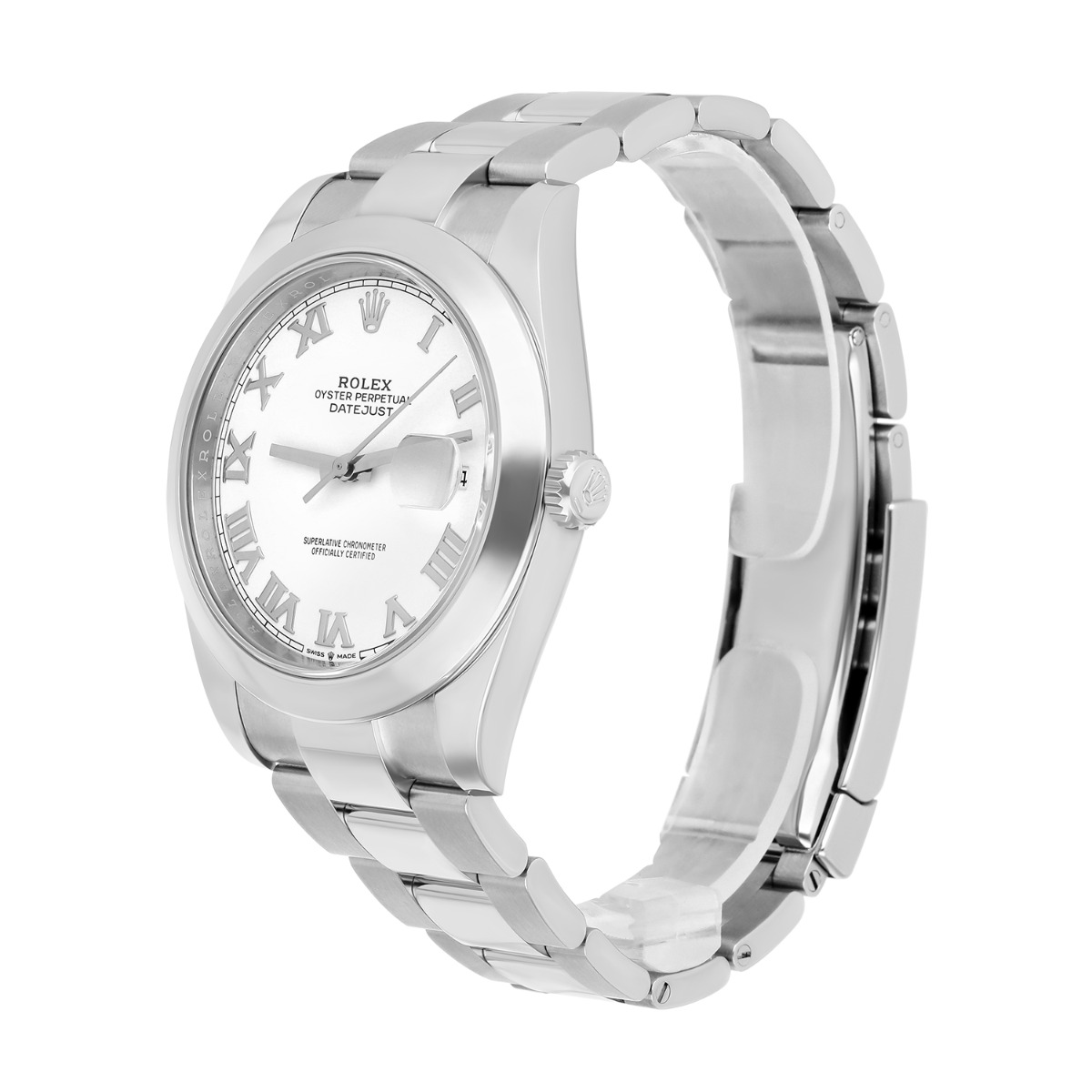 Rolex Datejust 41 126300 Steel White Roman Dial Oyster Band Watch