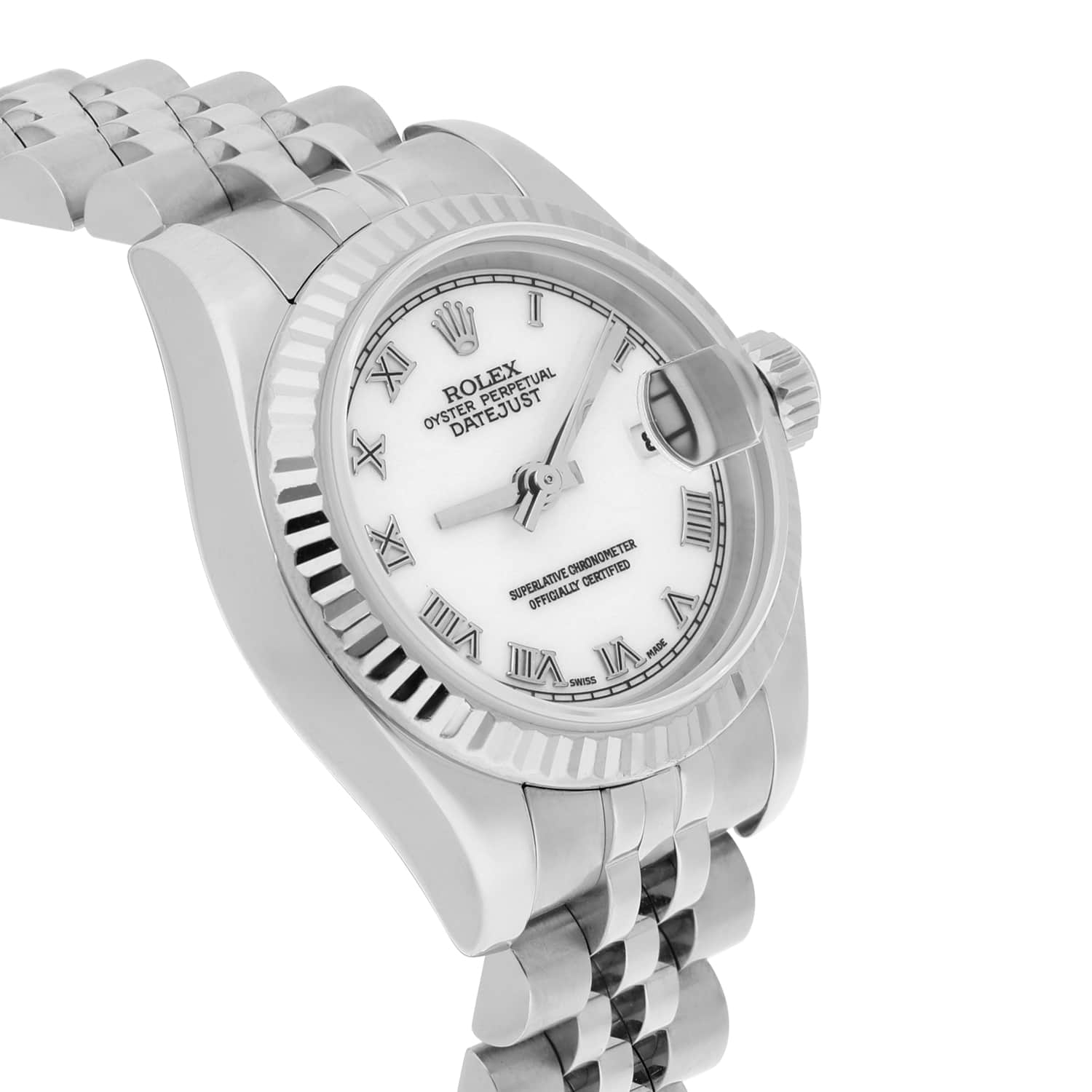 Rolex Lady-Datejust 26mm 179174 Steel & White Gold Watch Roman Dial