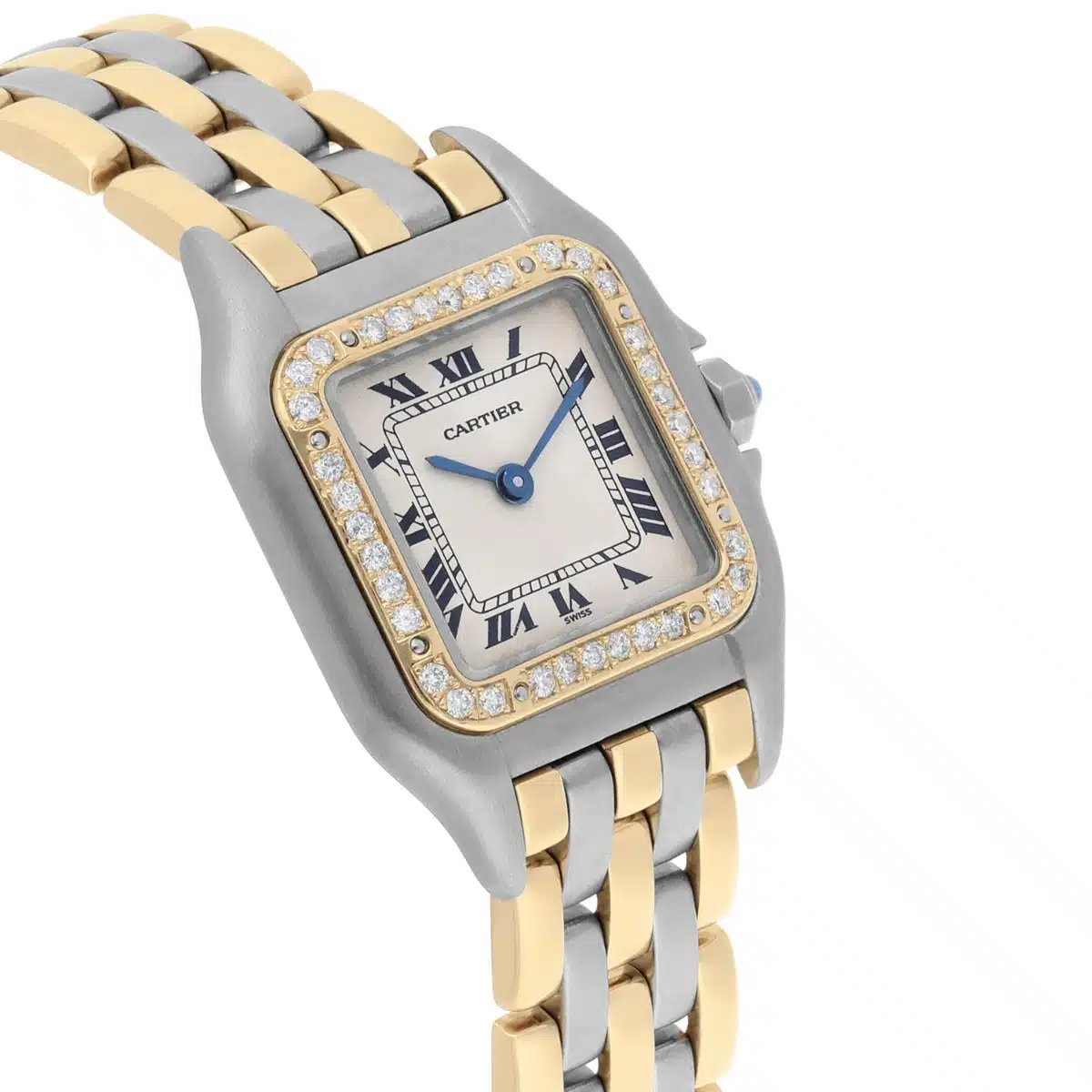 Cartier PANTHERE 1057917 STEEL YELLOW GOLD 3 ROW BRACELET DIAMOND LADIES WATCH – image 5