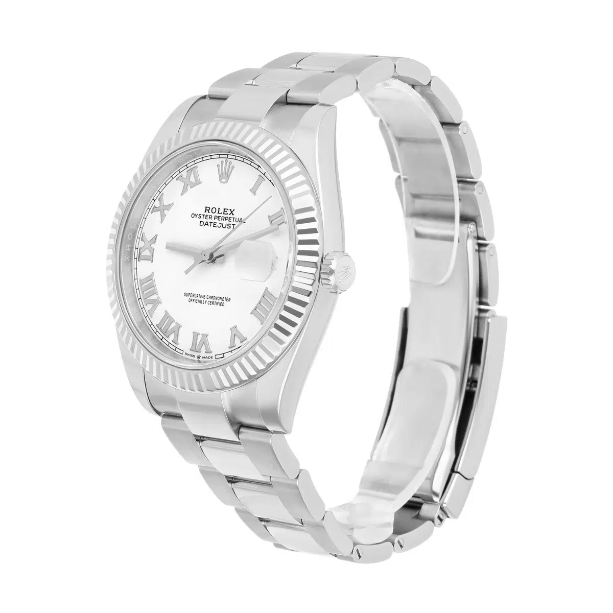 Rolex Datejust 41mm 126334 Fluted Bezel White Roman Dial Oyster Bracelet – image 5