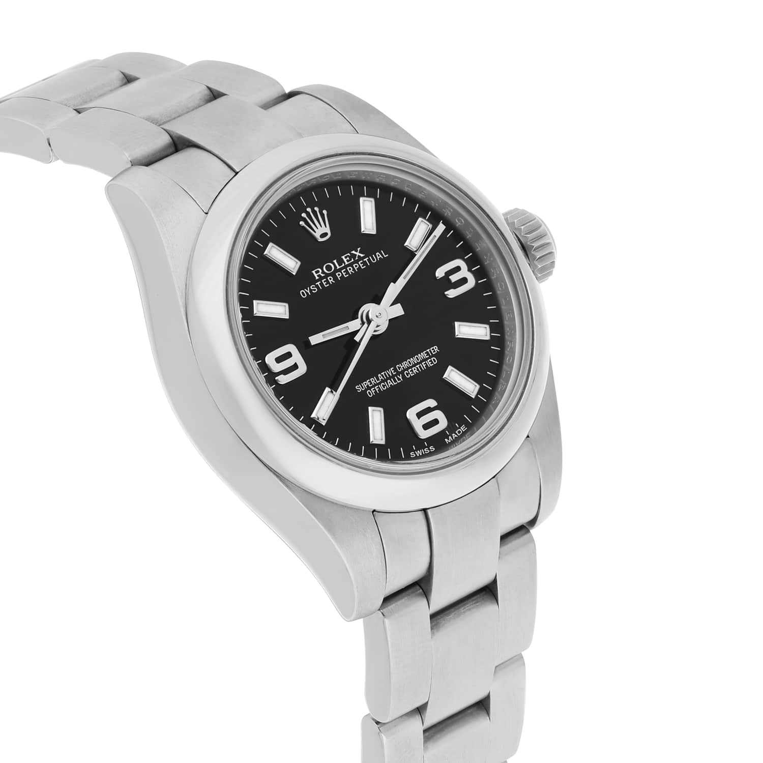 Rolex Nondate Black Dial Index Hour Markers Ladies Watch 176200 Complete