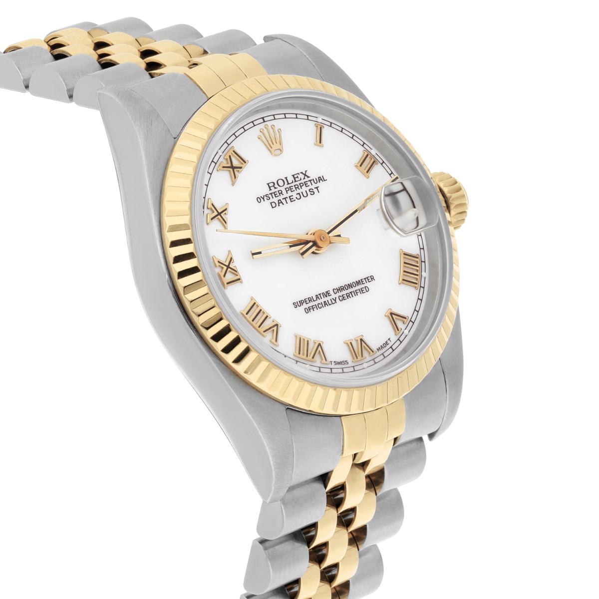 Rolex Datejust 31mm White Roman Stainless Steel/Yellow Gold Watch Circa 1995