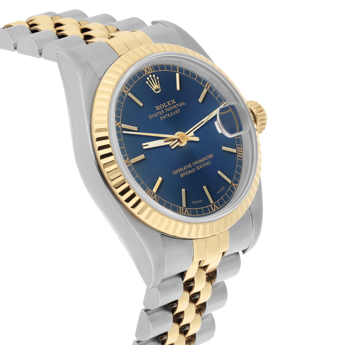 Rolex Datejust 31mm 68273 Blue Stick Stainless Steel/Yellow Gold Watch Circa 1993