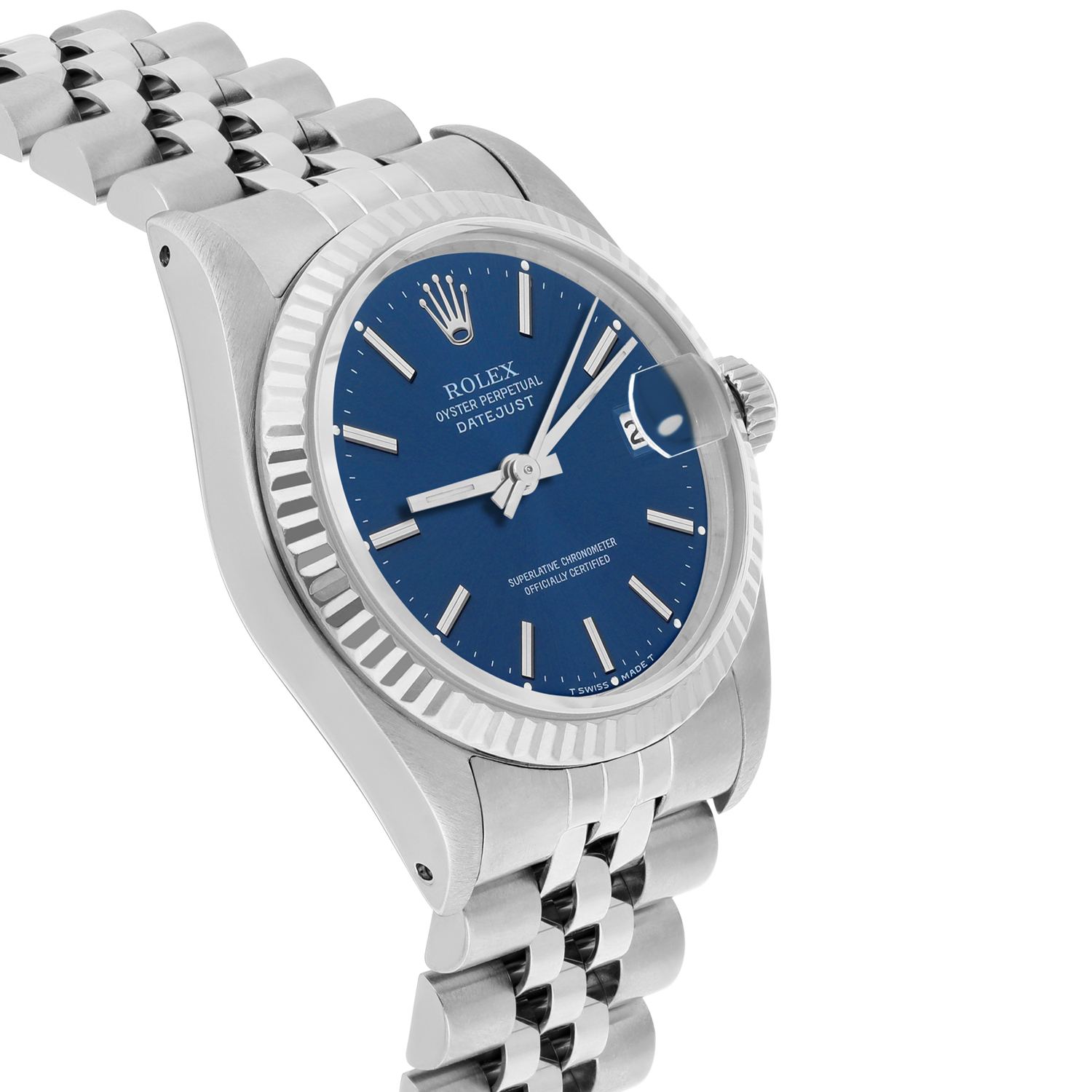 Rolex Datejust 31mm 68274 Blue Stick Dial Stainless Steel Watch W/G Bezel Circa - 1991