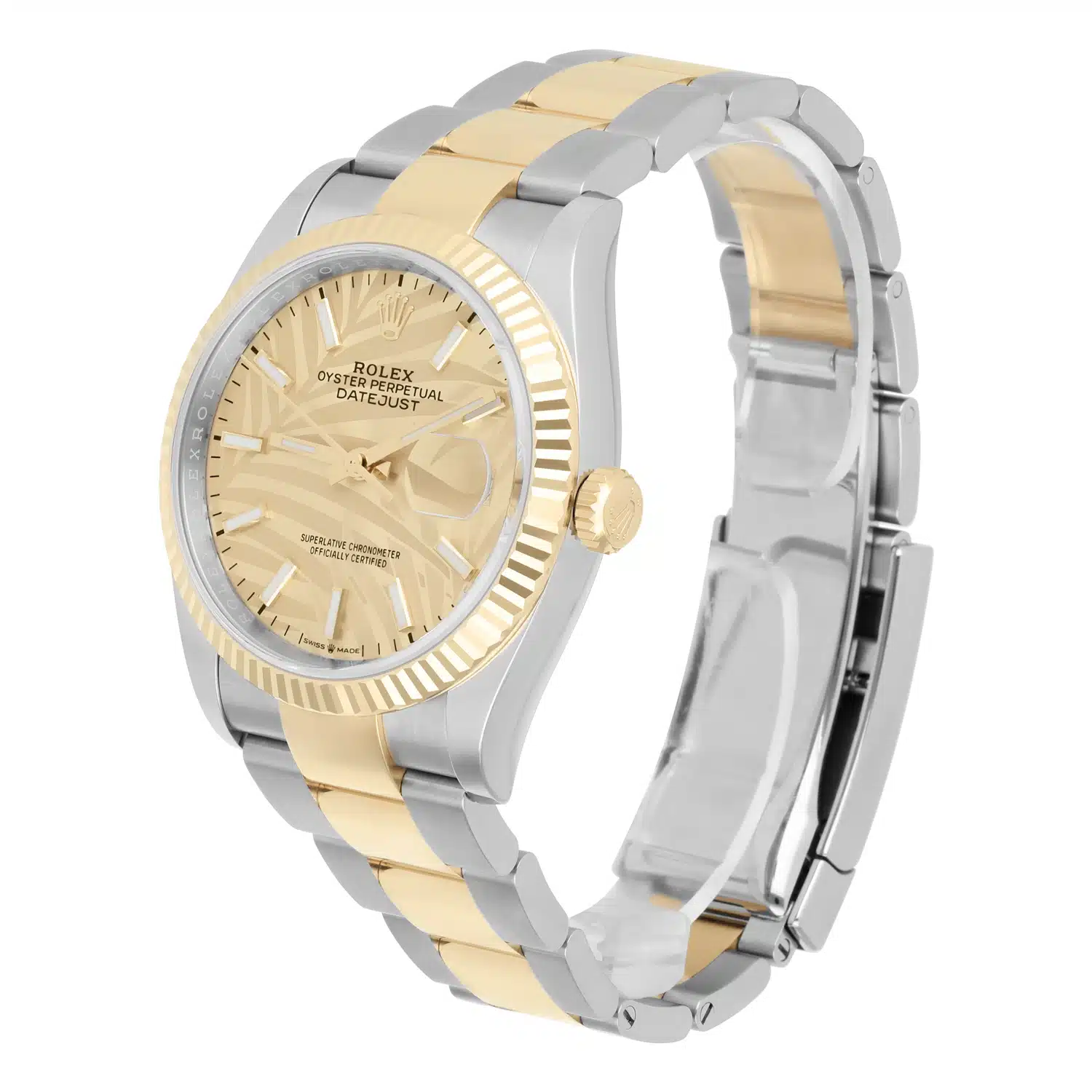 Rolex Datejust 36mm Champagne Palm Dial Oyster 126233-0038 Unworn Watch Complete – image 5