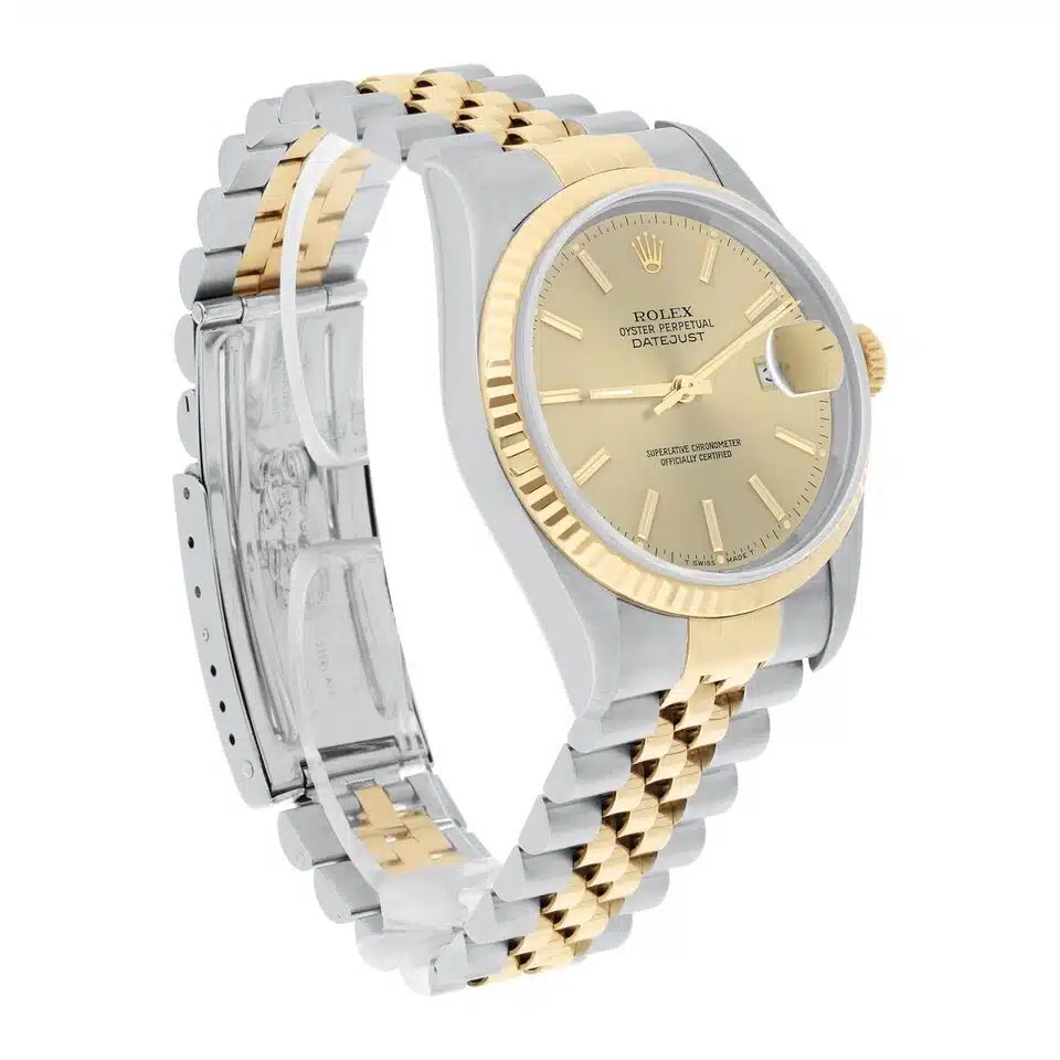 Rolex Datejust 36mm Two Tone Champagne Index Dial Jubilee 16233 Circa 2001 B/P – image 5
