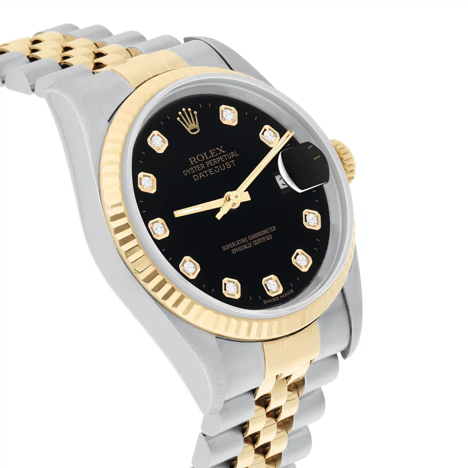 Rolex Datejust 36mm Two Tone Dark Black Diamond Dial Jubilee 16233 Circa - 1993 – image 7