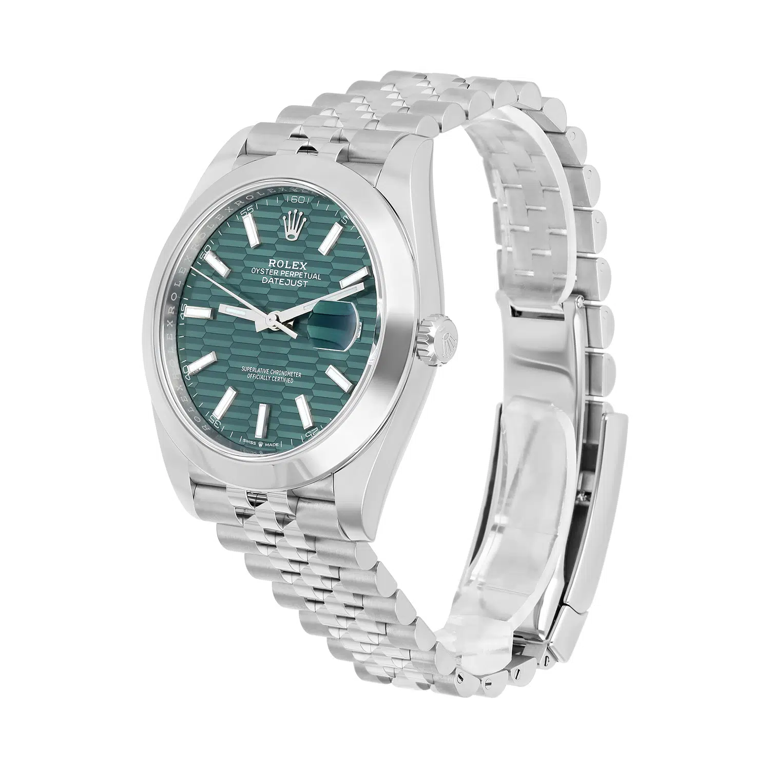 Rolex Datejust 41 126300-0022 Steel Green Motif Index Dial Mens Jubilee Watch Unworn – image 6
