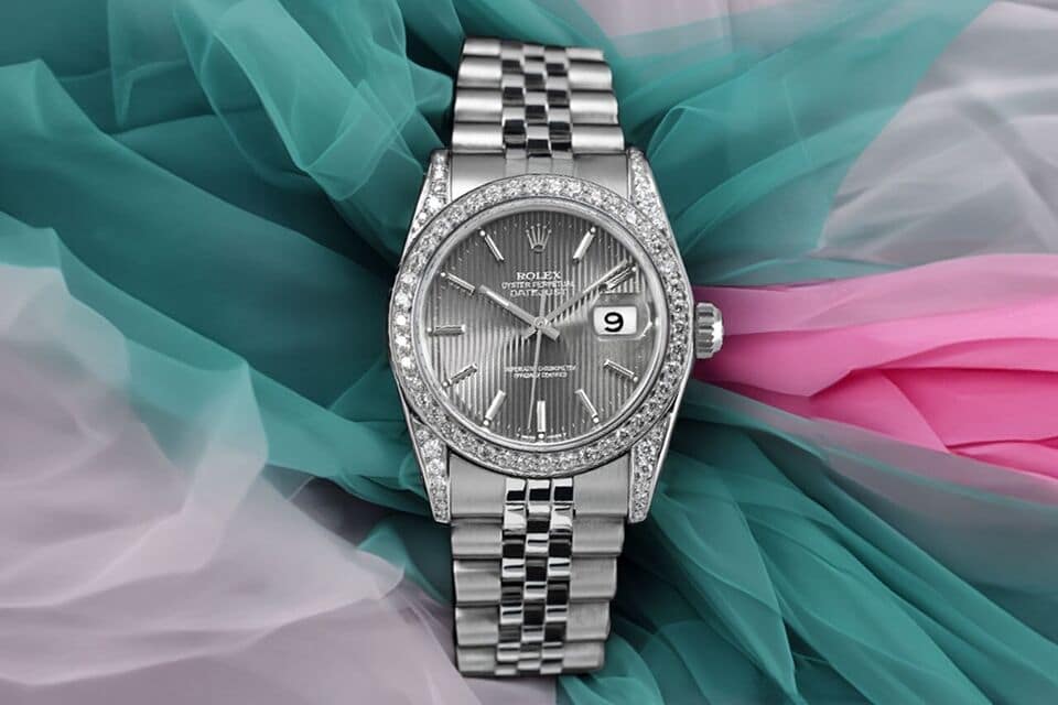 Rolex Datejust 31 Grey Index Dial Stainless Steel Diamond Ladies Watch 68274