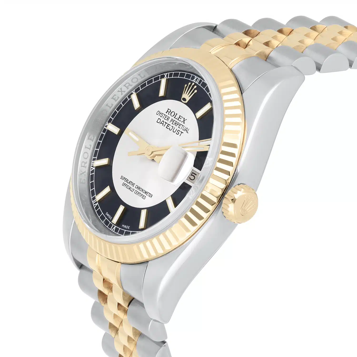 Rolex Datejust 36 Jubilee 116233 Stainless Steel & Yellow Gold Watch Tuxedo Index Dial – image 6
