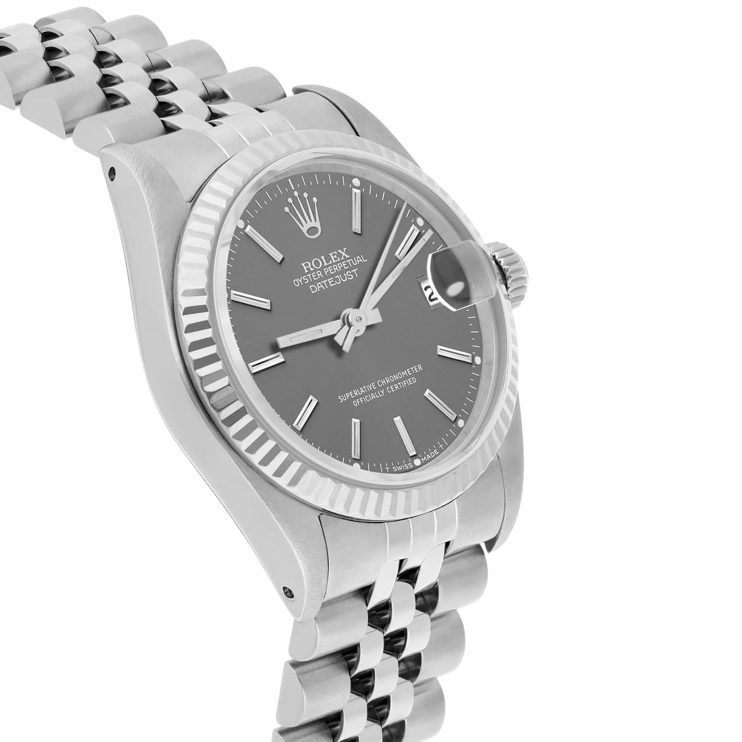 Rolex Datejust 31mm 68274 Grey Dial Stainless Steel Ladies Watch W/G Bezel Circa 1984