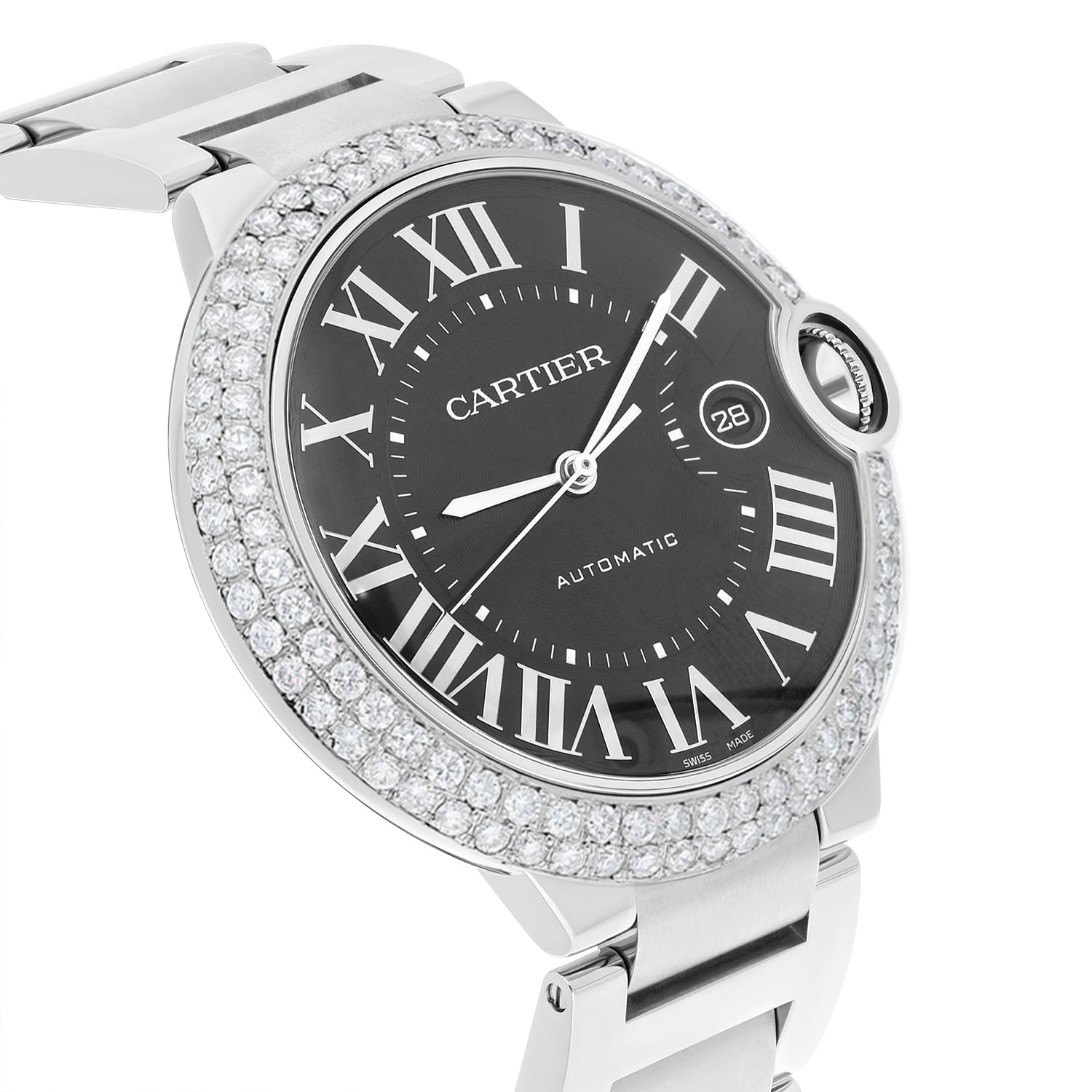 Cartier Ballon Bleu W6920042 Automatic Grey Dial Stainless Steel Diamond Watch