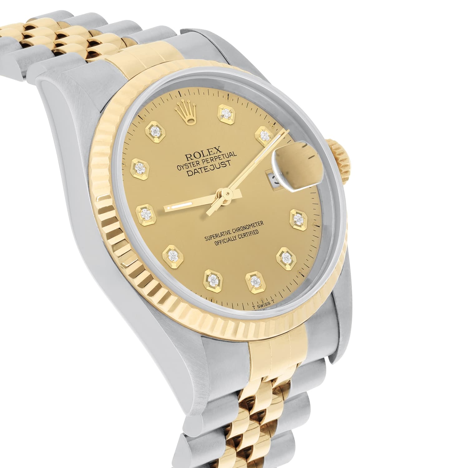 Rolex Datejust 36mm Two Tone Champagne Diamond Dial Jubilee 16233 Circa 1993