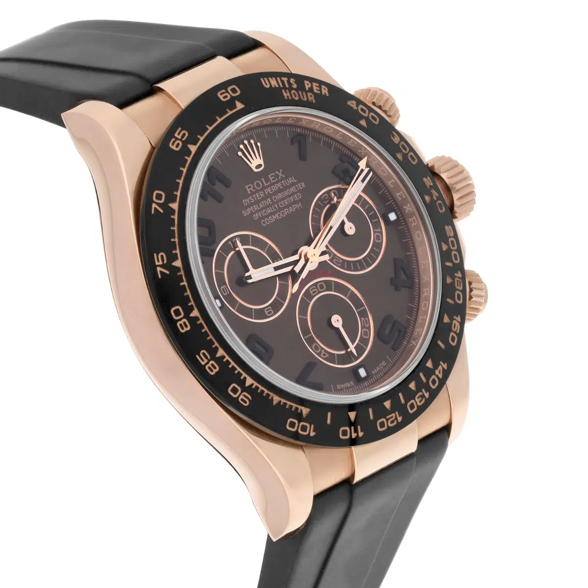 Rolex Daytona 18k Rose Gold Chocolate Arabic Dial Rubber Band 40mm Watch 116515 – image 6