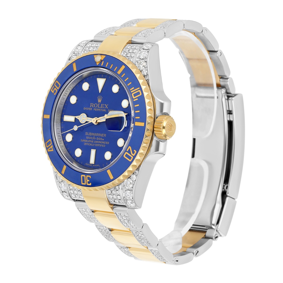 Rolex Submariner 40 mm Blue Dial Two Tone Diamond Men's Watch 116613LB