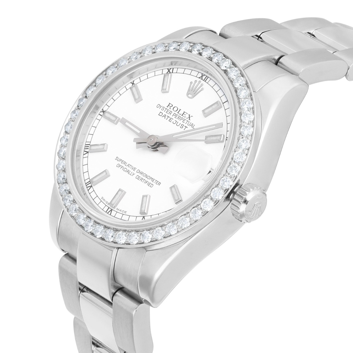 Rolex Lady-Datejust 178240 31mm Stainless Steel White Dial with Diamond Bezel