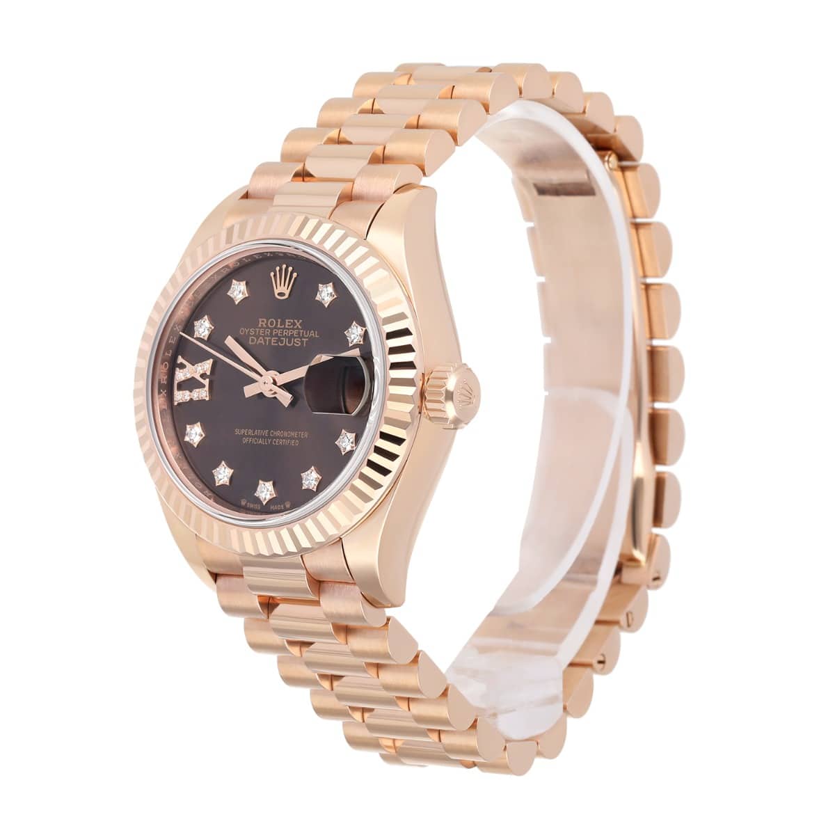 Rolex Lady-Datejust 28mm Everose Gold Women's Watch 279175 Presidential Band