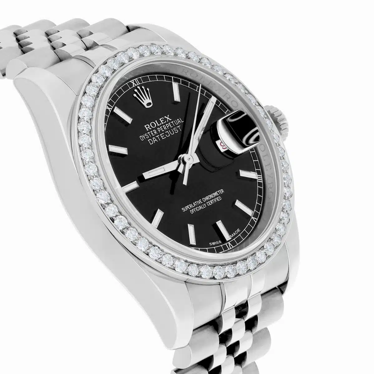 Rolex Datejust 36 Diamond Bezel Black Index Dial Jubilee Band Watch – image 5