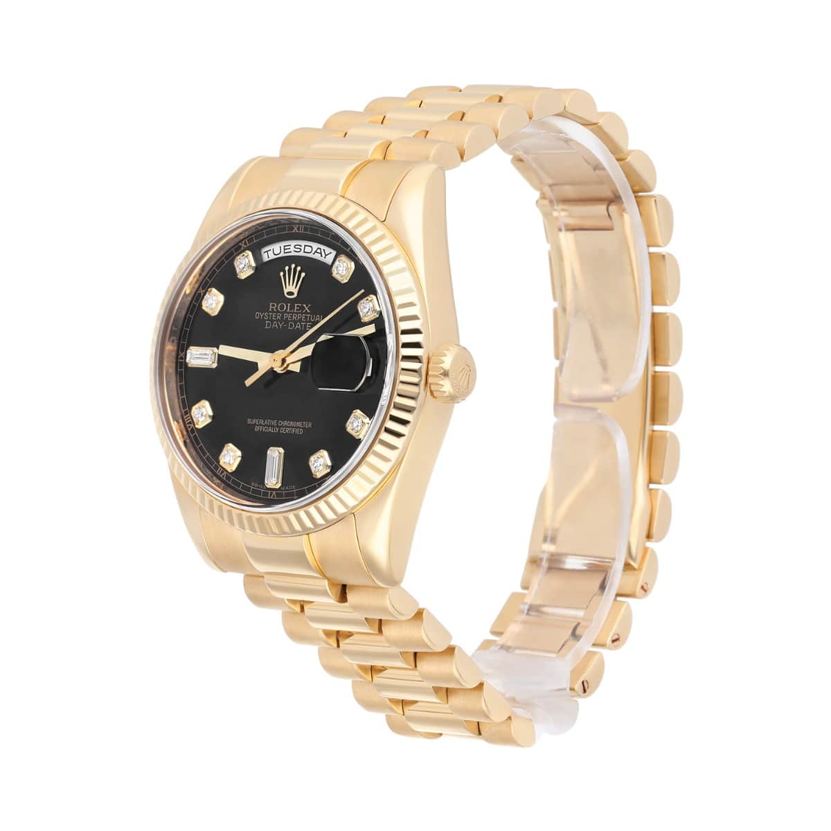 Rolex Day Date 118238 Presidential 36 mm 18K Yellow Gold Black Diamond Dial
