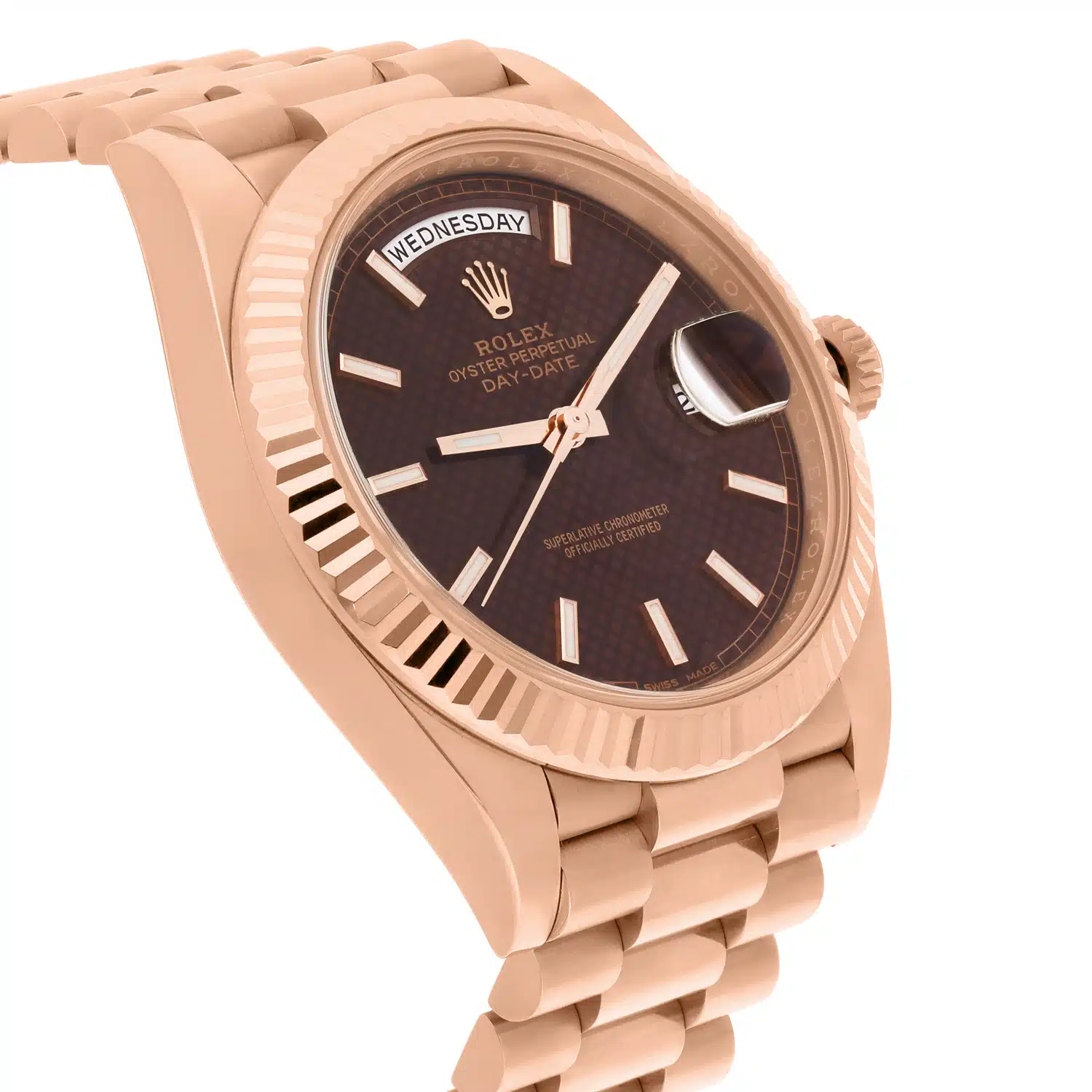Rolex Day-Date 228235 40mm Chocolate Motif Rose Gold Dial Complete – image 4
