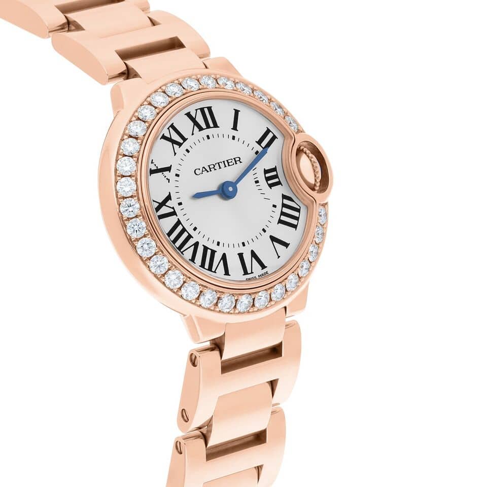 Cartier Ballon Bleu WJBB0015 28mm Rose Gold Diamond Bezel Ladies Watch
