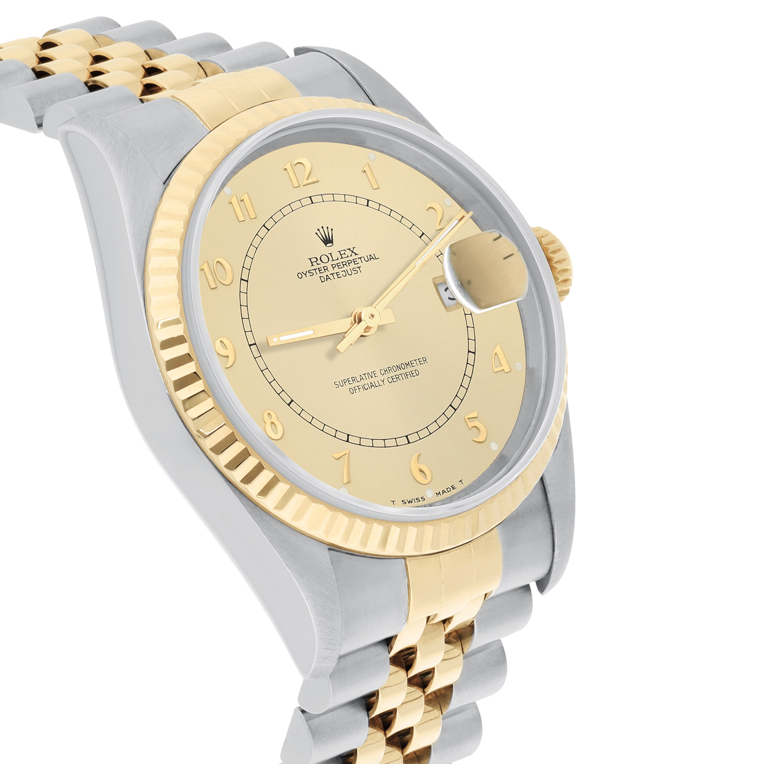 Rolex Datejust 36mm Two Tone Champagne Arabic Dial Jubilee 16233 Circa 1998