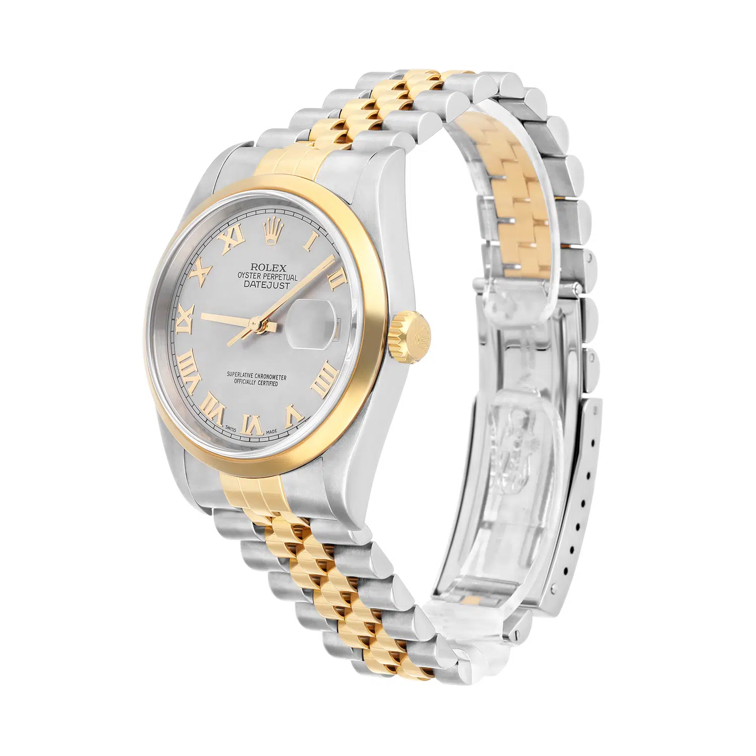 Rolex Datejust 36 Steel & Gold 16203 Silver Roman Jubilee Complete 2003 – image 4