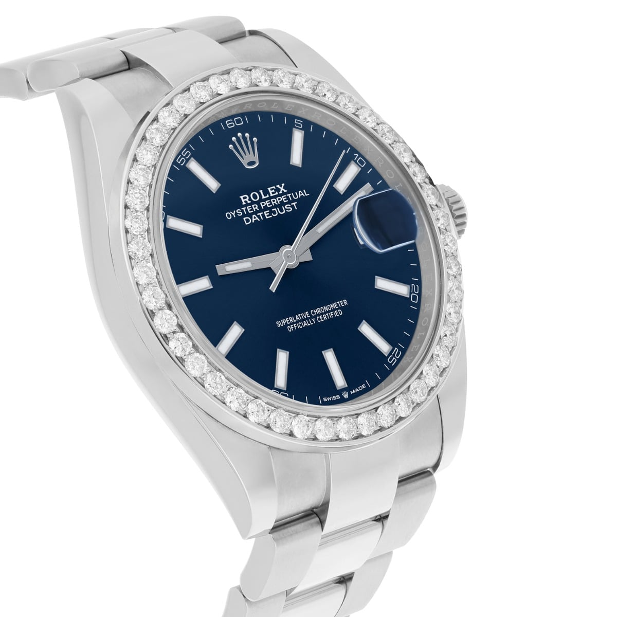 Rolex Datejust 126334 Stainless Steel Oyster 41mm Blue Index Dial Diamond Bezel