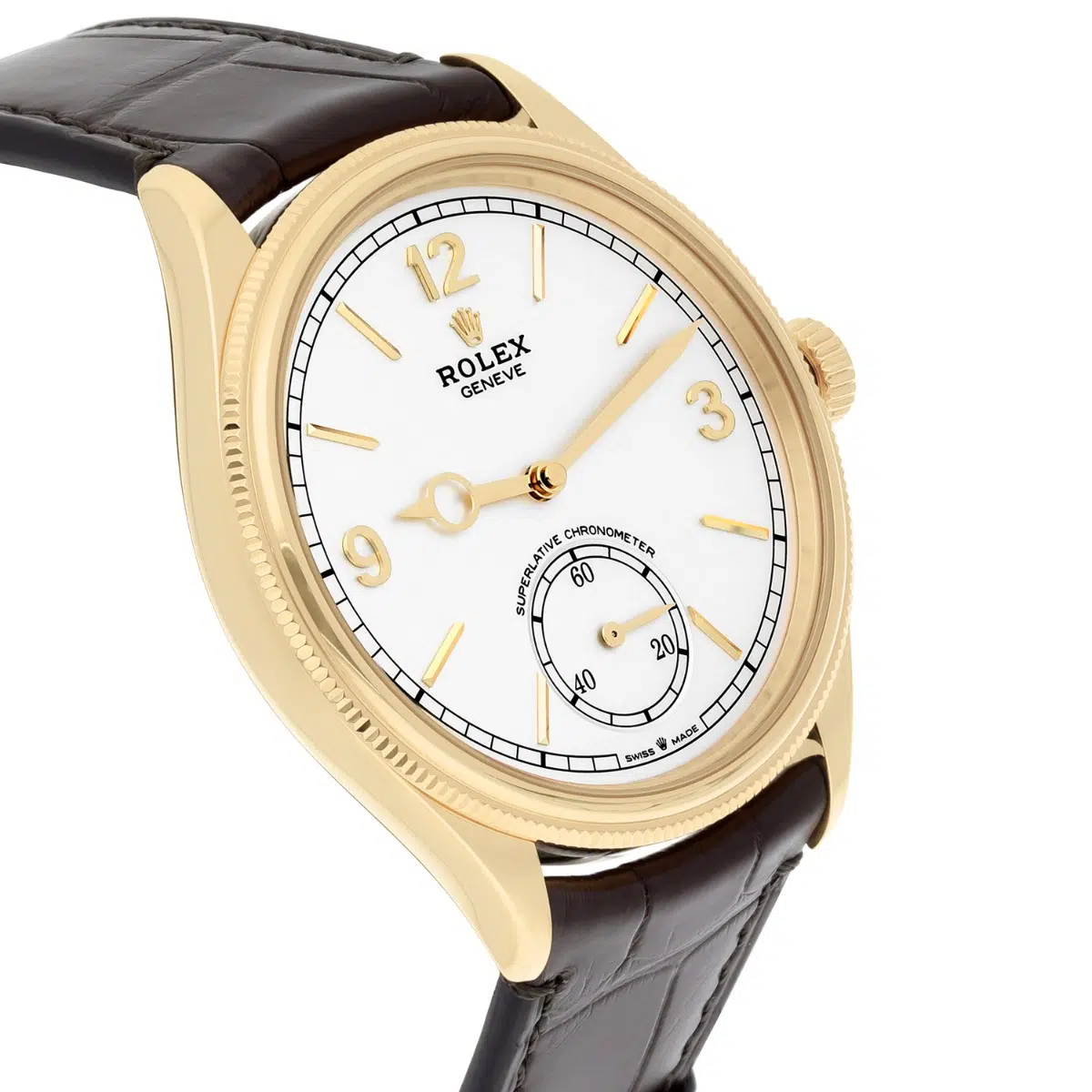 Rolex 1908 White Dial 18K Yellow Gold Watch Leather Strap 52508 Box/ Papers 2024 – image 4