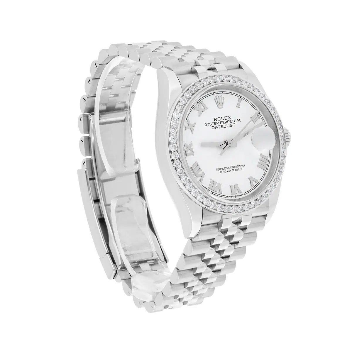 Rolex Datejust 126234 Steel 36mm White Roman Dial Jubilee Bracelet Diamond Bezel – image 5