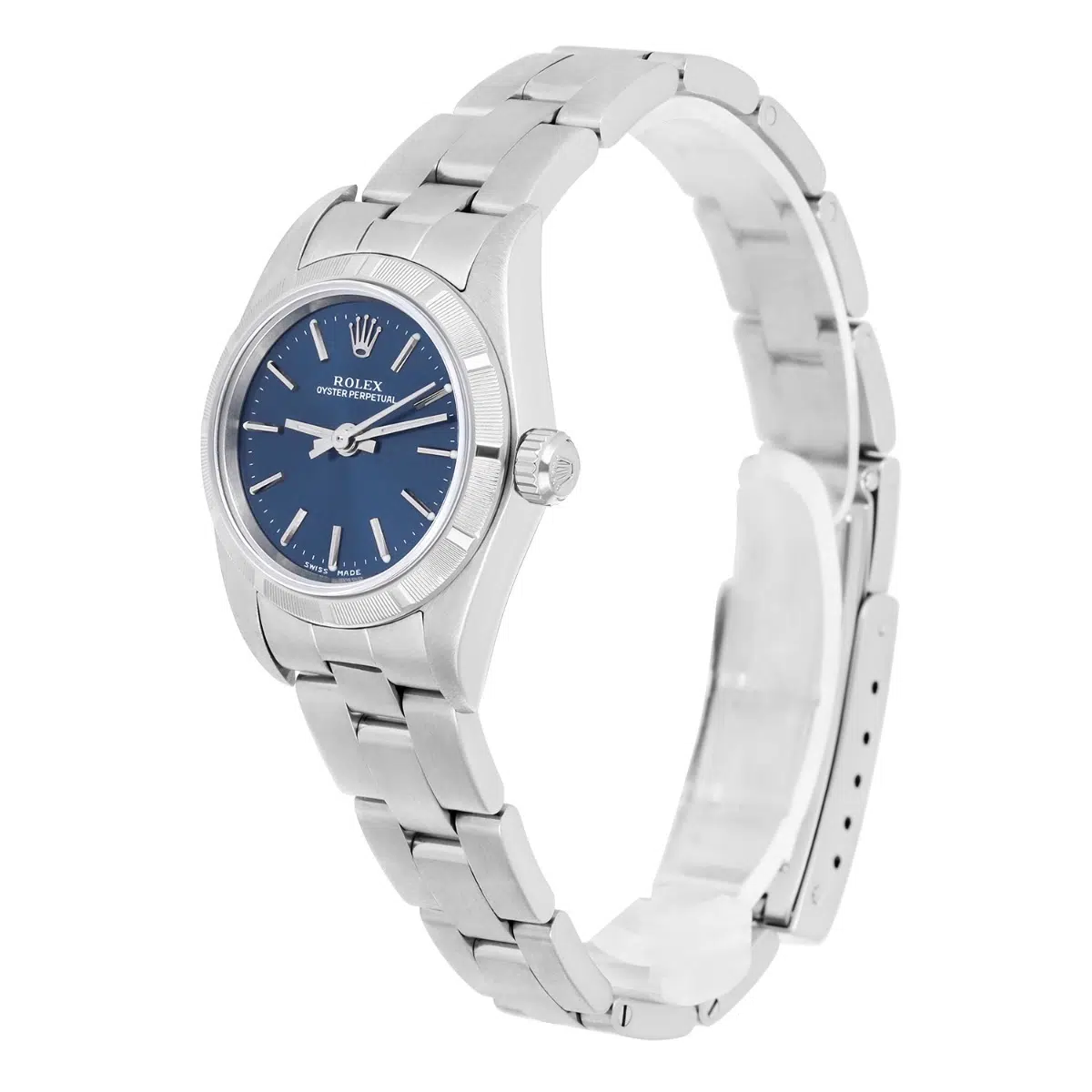 Rolex Ladies Oyster Perpetual Stainless Steel Automatic Watch Blue Dial 76030 Circa 2002 – image 4
