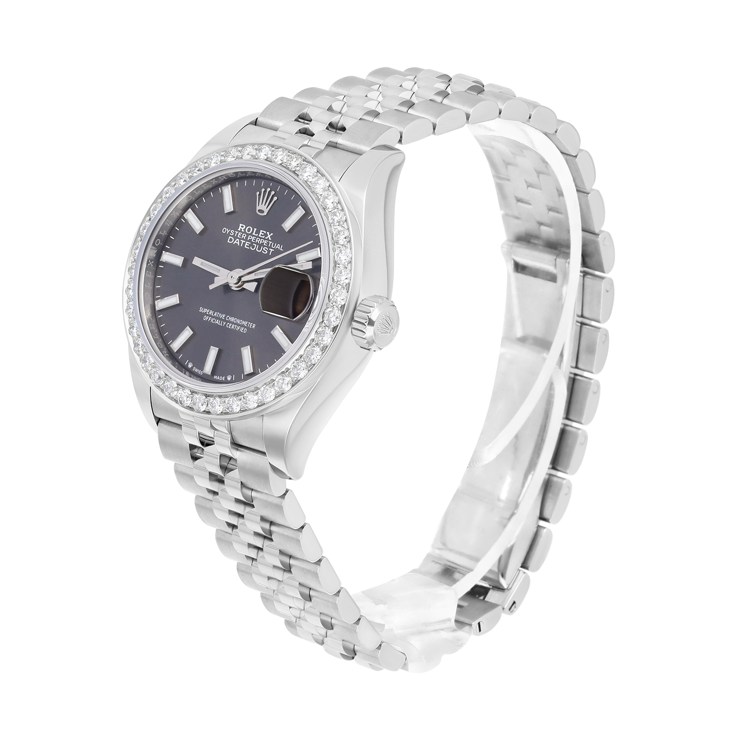 Rolex Datejust 28 Dark Grey Diamond Stainless Steel Jubilee 279160 New 2022