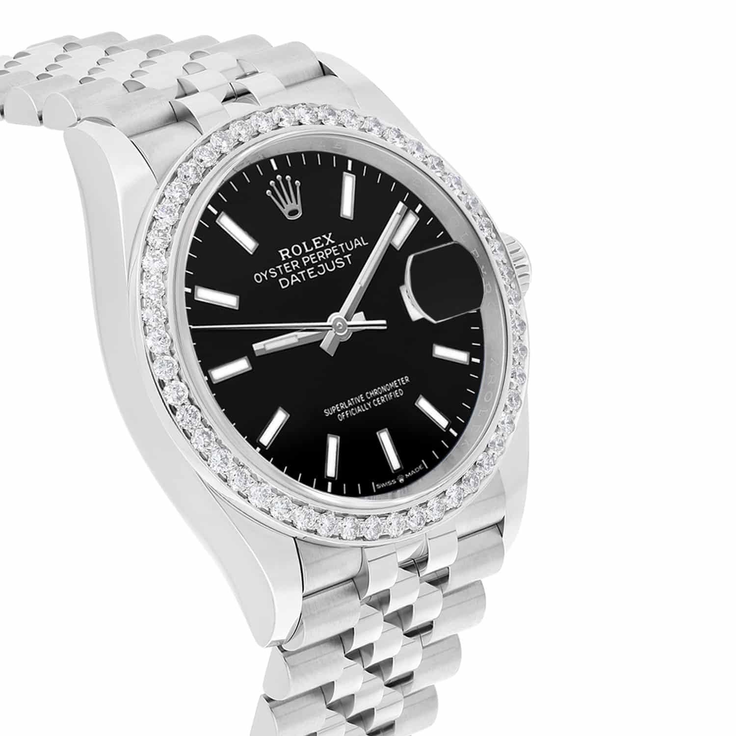 Unworn Rolex Datejust Black 36mm Stainless Steel Jubilee Watch 126234 Complete