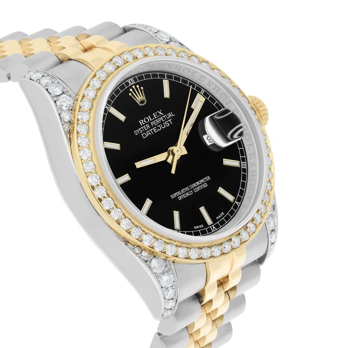 Rolex Datejust 36 Gold/Steel 116233 Black Index Dial Jubilee Band Diamond Watch – image 6