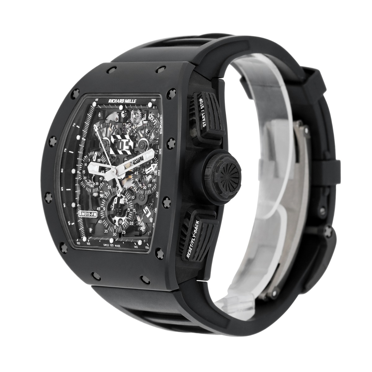 Richard Mille RM 011 Black Phantom PVD Ceramic Carbon Rubber Watch Complete