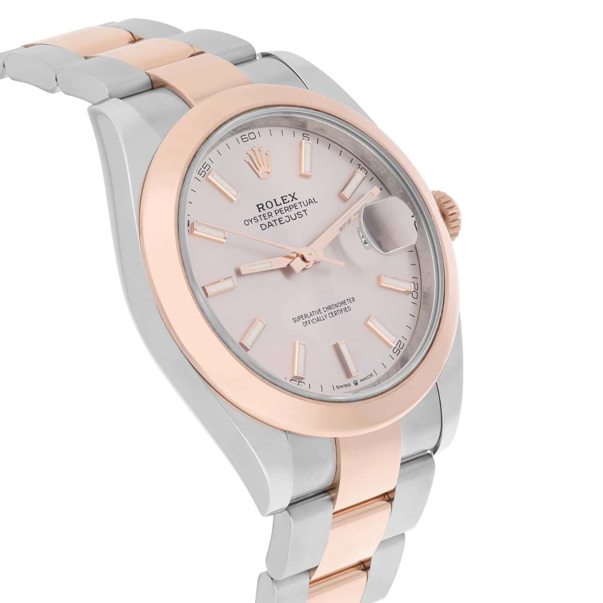Rolex Datejust 41mm Steel/Everose Gold Mens Watch 126301-0009 Sundust Index Oyster