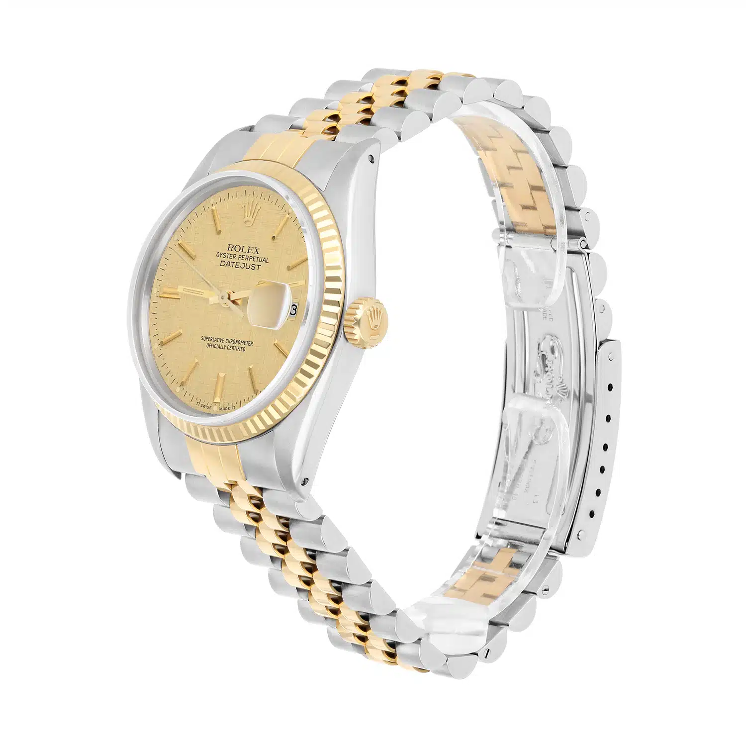 Rolex Datejust 36mm 16013 Two Tone Champagne Linen Dial Jubilee Circa 1970 – image 5