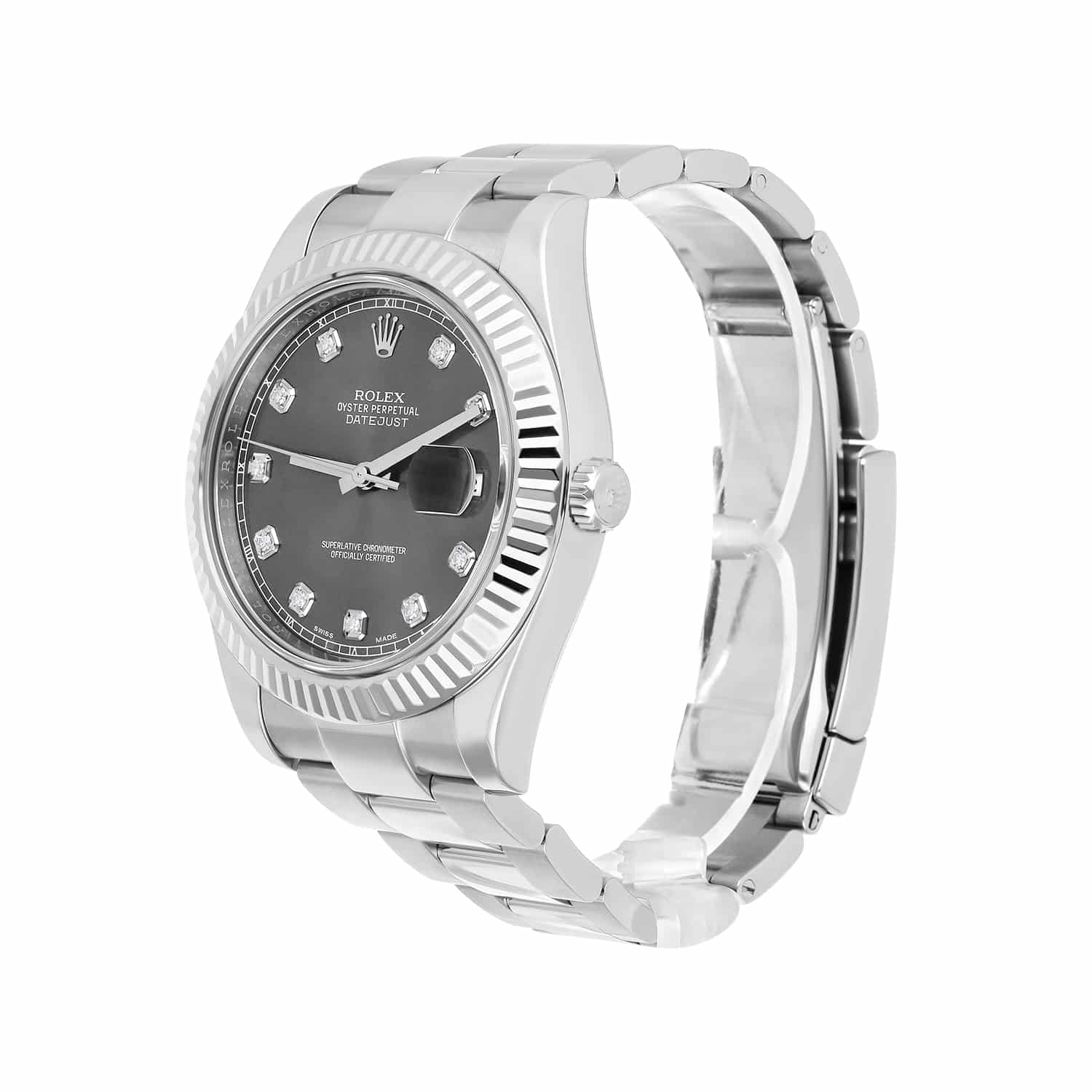 Rolex Datejust II 41mm Steel/18k WG Rhodium Diamond Dial Watch Oyster 116334