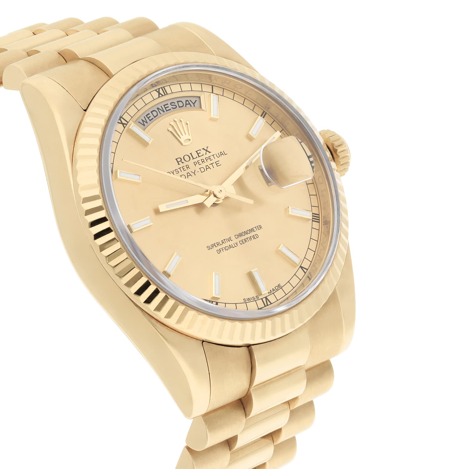 Rolex 18K Yellow Gold 36mm Day-Date President 118238-0103 Engraved Mint Condition