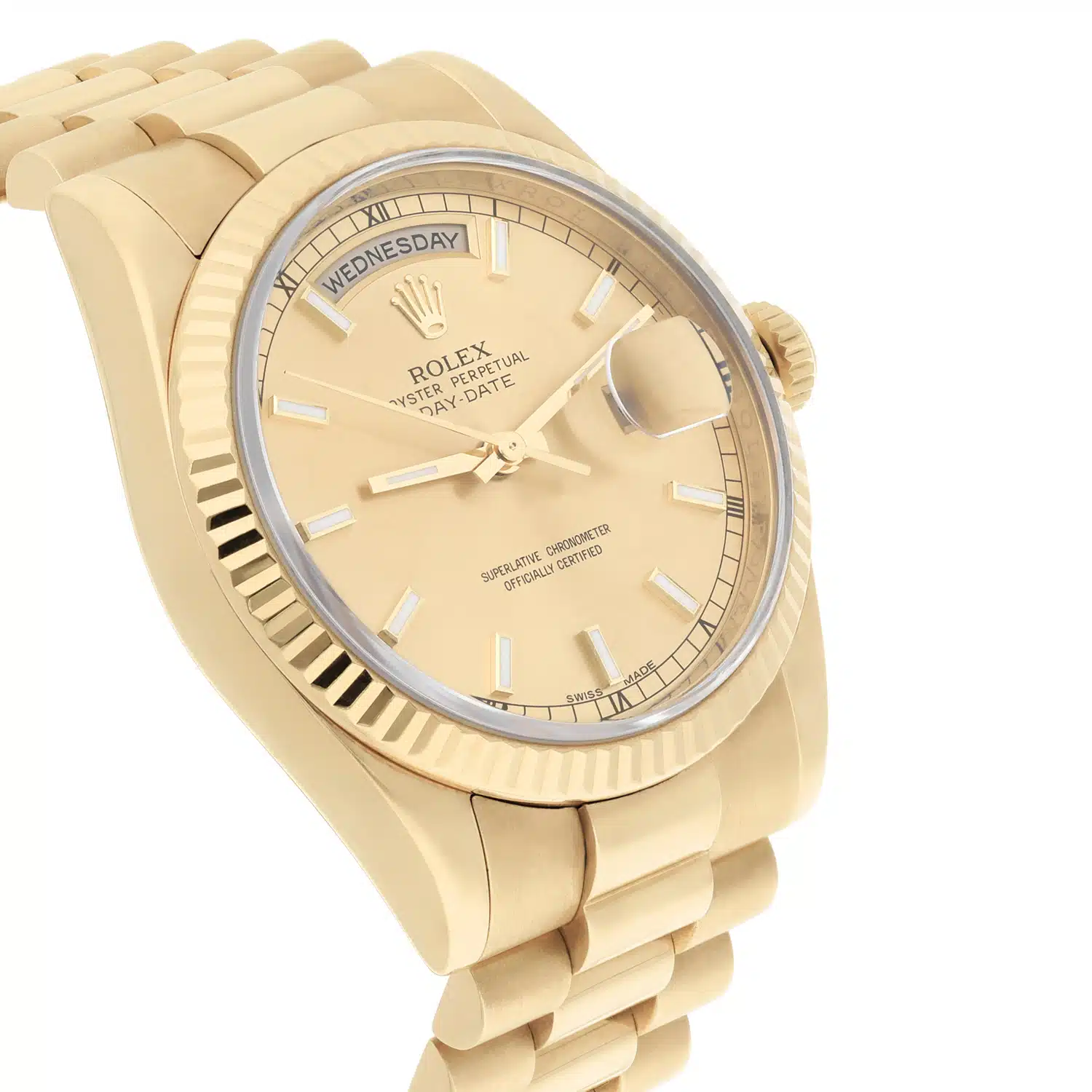 Rolex 18K Yellow Gold 36mm Day-Date President 118238-0103 Engraved Mint Condition – image 4